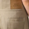 Pantalon à ceinture enveloppante en coton beige