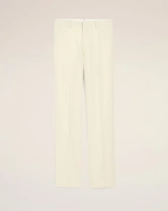 Pantalon droit en laine blanche