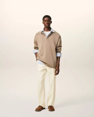 Pantalon droit en laine blanche
