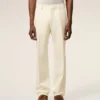 Pantalon droit en laine blanche
