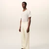 Pantalon droit en laine blanche