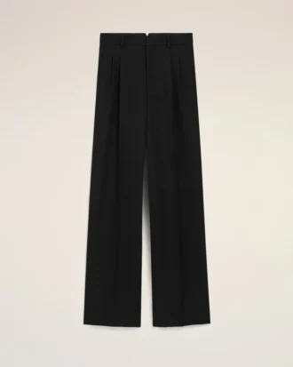 Pantalon droit en laine noire