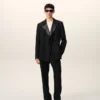 Pantalon droit en laine noire