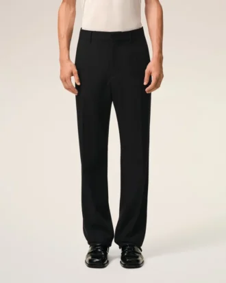Pantalon droit en laine noire