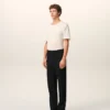 Pantalon droit en laine noire