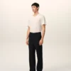 Pantalon droit en laine noire