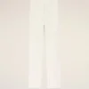 Pantalon droit en lin mélangé blanc