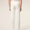 Pantalon droit en lin mélangé blanc
