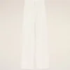 Pantalon droit taille basse en lin mélangé blanc