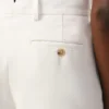 Pantalon droit taille basse en lin mélangé blanc