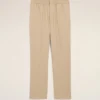 Pantalon en laine beige à taille élastiquée