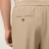 Pantalon en laine beige à taille élastiquée