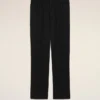 Pantalon en laine noire à taille élastiquée