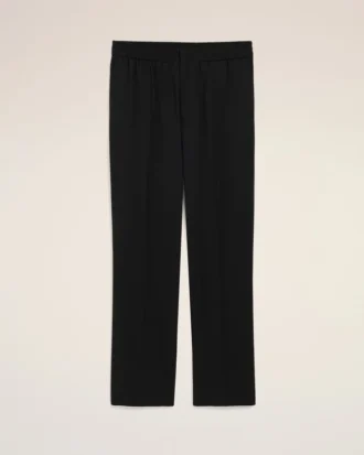 Pantalon en laine noire à taille élastiquée