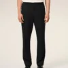 Pantalon en laine noire à taille élastiquée
