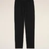 Pantalon en laine vierge noire à taille élastiquée
