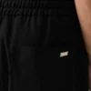 Pantalon en laine vierge noire à taille élastiquée