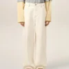 Pantalon large en coton blanc