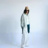 Chemise carrée en coton à carreaux verts