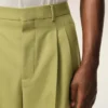 Pantalon large taille basse en laine vierge verte