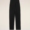 Pantalon noir en laine vierge à ceinture nouée