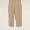 Pantalon oversize carotte en coton beige