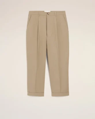 Pantalon oversize carotte en coton beige