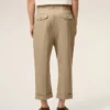 Pantalon oversize carotte en coton beige
