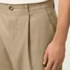 Pantalon oversize carotte en coton beige