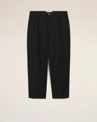 Pantalon oversize noir en coton, coupe carotte