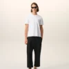 Pantalon oversize noir en coton, coupe carotte