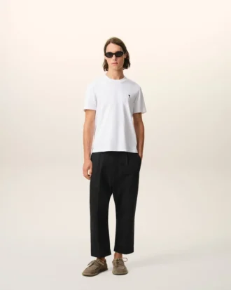 Pantalon oversize noir en coton, coupe carotte