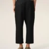 Pantalon oversize noir en coton, coupe carotte