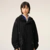 Parka longue en nylon noir