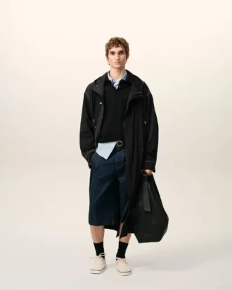 Parka longue en nylon noir