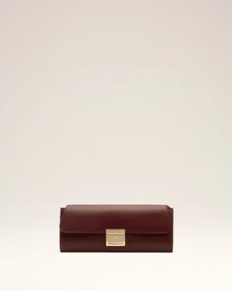 Pochette Mimi en cuir lisse bordeaux