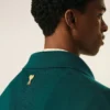 Polo carré en laine et coton vert
