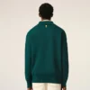 Polo carré en laine et coton vert