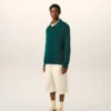 Polo carré en laine et coton vert