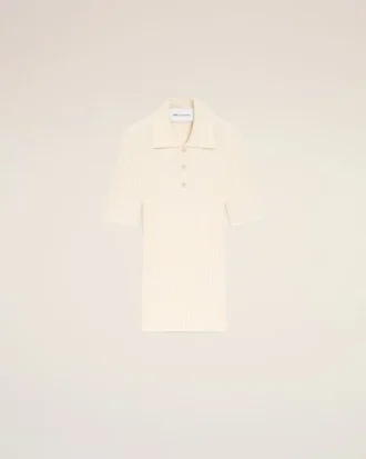 Polo à manches courtes en maille blanche