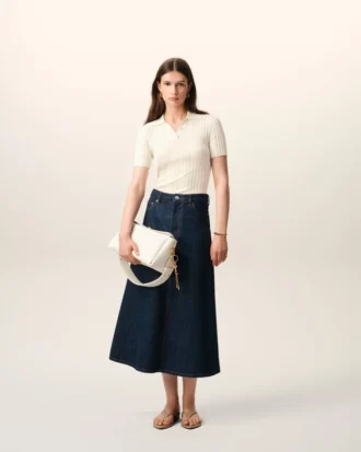 Polo à manches courtes en maille blanche