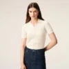 Polo à manches courtes en maille blanche