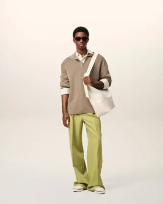 Polo à manches longues en laine beige
