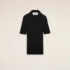Polo noir à manches courtes en maille