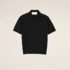 Polo noir à manches courtes en maille
