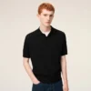 Polo noir à manches courtes en maille