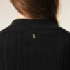 Polo noir à manches courtes en maille