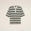 Polos en coton à rayures bleues avec patch « Ami »