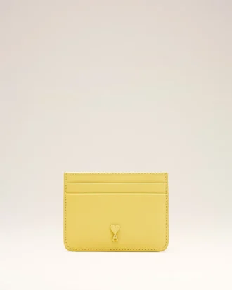 Porte-cartes Ami de Coeur en cuir de vachette jaune