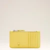 Porte-cartes Ami de Coeur en cuir de vachette jaune avec fermeture à glissière